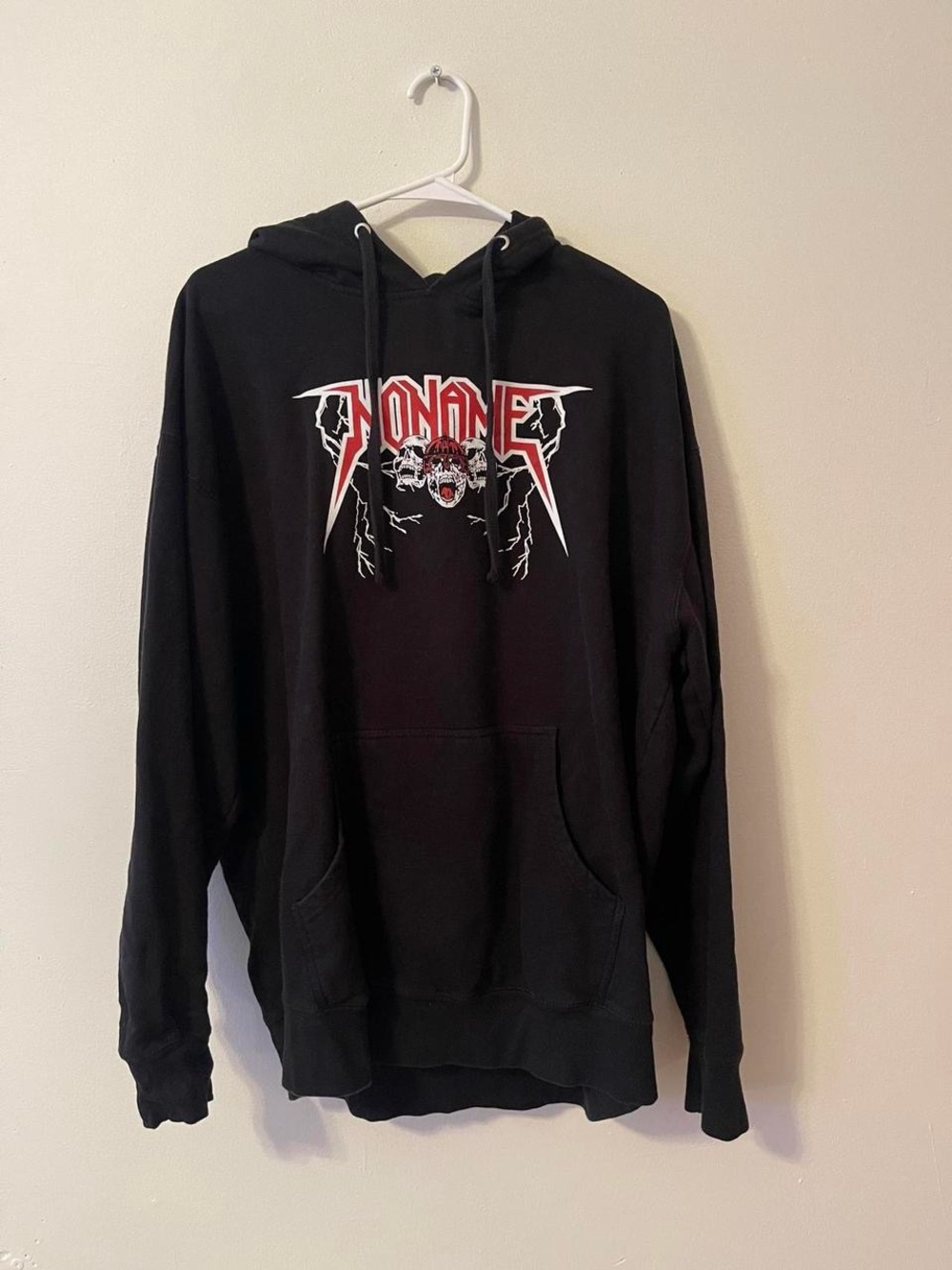 Jack Webber Black Graphic Hoodie with Red and White Skull Logo